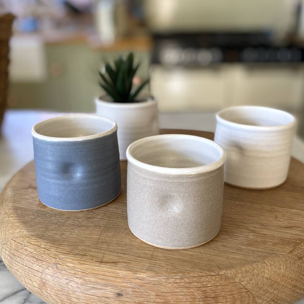 Small Handmade Ceramic Dimple Beaker By Chilled Indigo