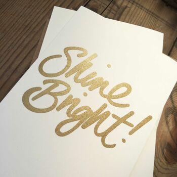 Shine Bright Gold Screen Printed Card, 3 of 5