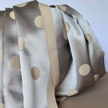 Silky Beige And Silver Spot Reversible Scarf, 5 of 9