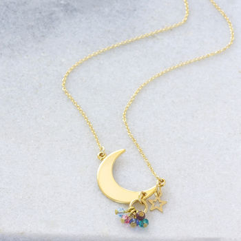 Moon And Star Family Birthstone Charm Necklace, 7 of 10