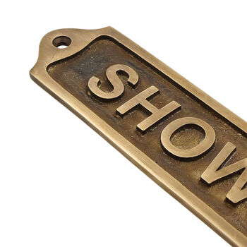 Custom Shower Sign Brass Plaque With Vintage Finish, 2 of 12