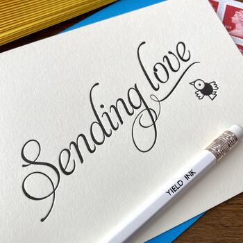 'Sending Love' Script Letterpress Card, 2 of 2