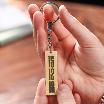 Personalised Solid Brass Date Keyring, 3 of 5