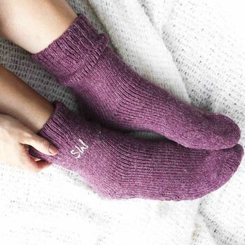 Personalised Womens Thick Wool Slipper Socks With Grips, 2 of 10