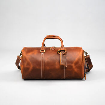Genuine Leather Holdall Duffel Weekender, 8 of 12