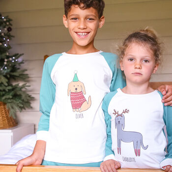 Personalised Jolly Dogs Children's Christmas Pyjamas, 4 of 7