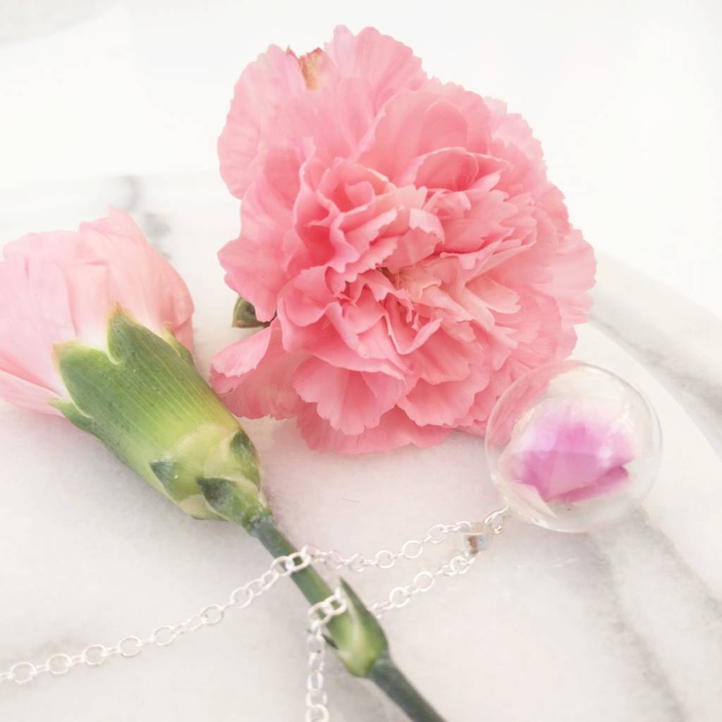 Pink Carnation Flower Petal Necklace By DinkiBelle