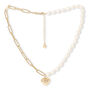 Amare Freshwater Pearl And Chain Necklace With Heart, thumbnail 2 of 3
