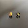 Orange Abstract Fused Glass Sterling Silver Stud Earrings, thumbnail 4 of 9