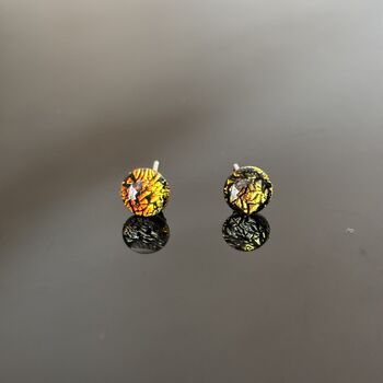Orange Abstract Fused Glass Sterling Silver Stud Earrings, 4 of 9