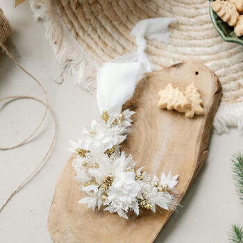 Gold Crescent Moon Dried Flower Christmas Bauble, 2 of 4