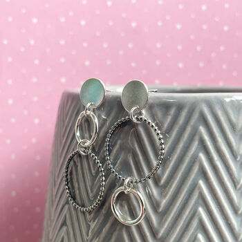 Sterling Silver Asymmetric Circles Earrings, 2 of 3