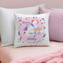 Personalised Pink Unicorn Cushion For Girls, thumbnail 3 of 4
