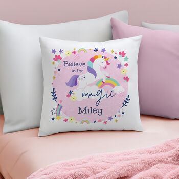 Personalised Pink Unicorn Cushion For Girls, 3 of 4