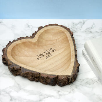 Personalised Carved Wooden Heart Trinket Dish, 4 of 9
