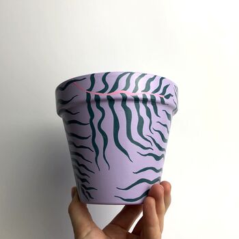 Palm Print Hand Painted Plant Pot, 2 of 7
