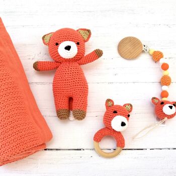 Organic Fox Toy Baby Gift Set, 6 of 9