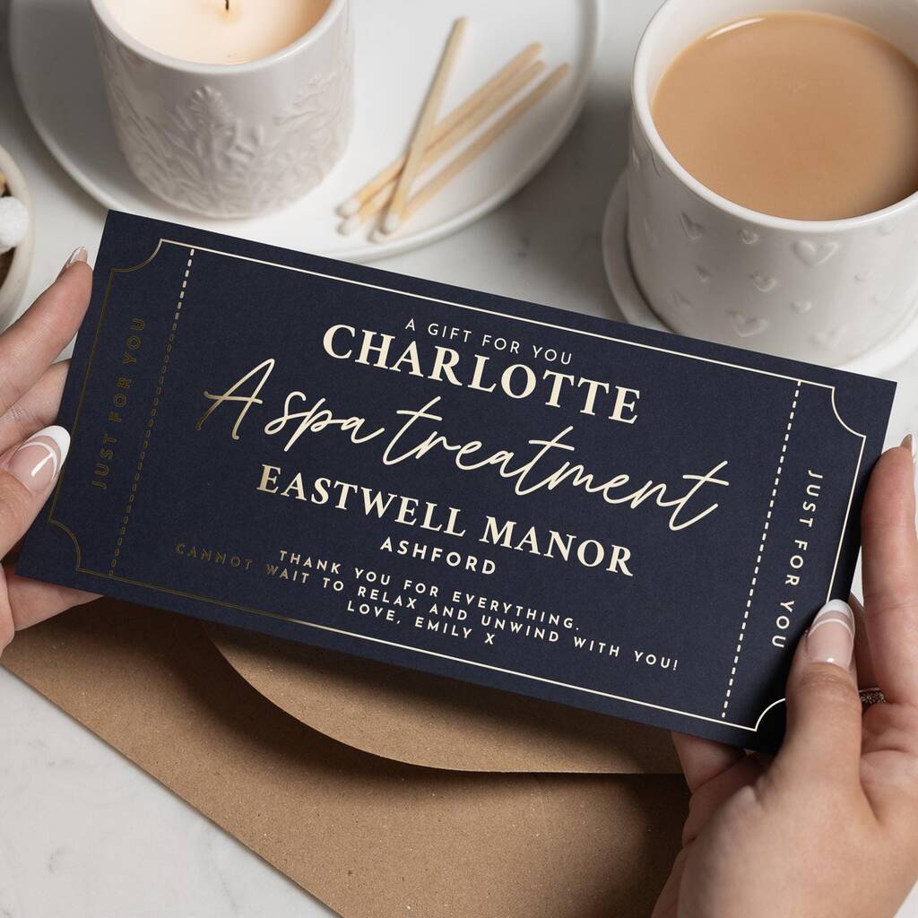 Personalised Gold Foil Spa Day Gift Voucher For Her, 1 of 9