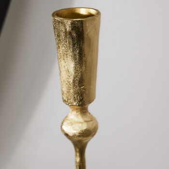 Gold Candlestick With Round Marble Base, 3 of 4