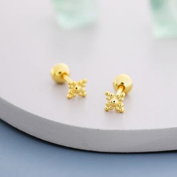 Extra Tiny Dotted Cluster Screw Back Earrings, 9 of 12