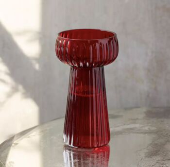 Red Ribbed Hyacinth Vase, 2 of 4