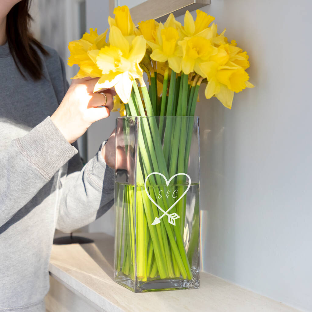 Personalised Heart Glass Vase By Mirrorin