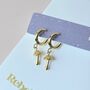Mushroom Charm Huggie Hoop Earrings, thumbnail 2 of 4