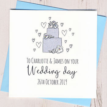 Personalised Glittery Wedding Cake Card, 4 of 4