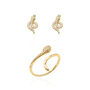 Snake Charm Gift Set | Stud Earrings And Ring, thumbnail 3 of 9
