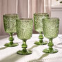 Set Of Four Green Paisley Wine Goblets, thumbnail 1 of 5