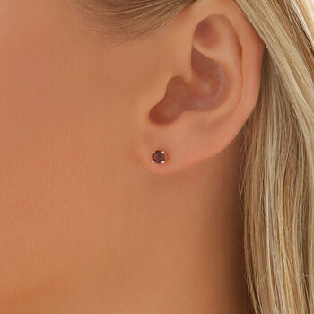 9ct Gold January Garnet Birthstone Stud Earrings, 2 of 4