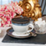 Navy Set Of Six Handmade Porcelain Tea Cup With Saucer, thumbnail 5 of 11