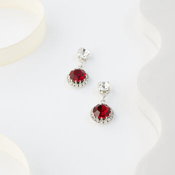 Ruby Red Swarovski Crystal Snow Drop Earrings, 5 of 6