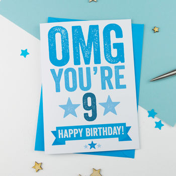 Omg You're Nine Birthday Card, 2 of 3