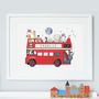 Personalised Children's London Bus Picture Print, thumbnail 1 of 12
