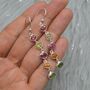 Mixed Tourmaline Sterling Silver Dangle Earrings, thumbnail 1 of 12