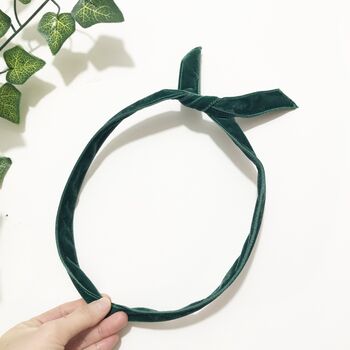 Forrest Green Thin Velvet Wire Headband, 4 of 5