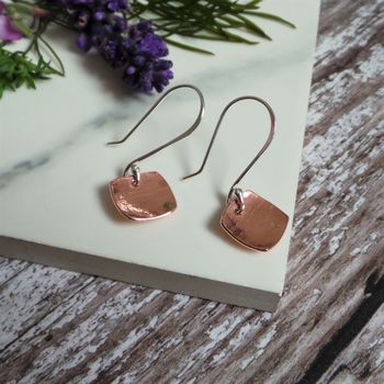 Textured Copper Dangly Earrings, 3 of 7