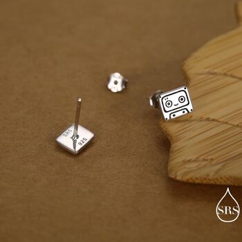 Retro Music Cassette Tape Stud Earrings In Sterling Silver, 4 of 12