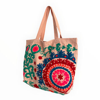 Embroidered Cotton Bag In Pale Pink, 2 of 4