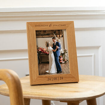 Personalised Oak Wedding Photo Frame, 4 of 9