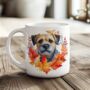 Personalised Dog Mug Border Terrier Blue And Tan In An Autumn Wreath, thumbnail 1 of 2