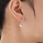 Sterling Silver Robin Bird Dangle Huggie Hoops, thumbnail 4 of 10