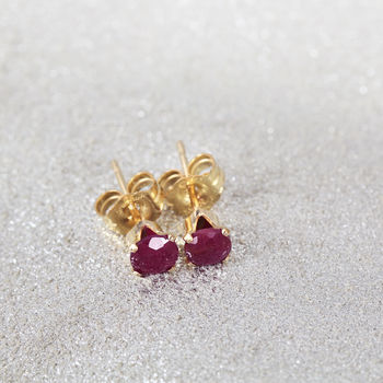 Ruby Stud Earrings In Silver Or Gold, 8 of 11