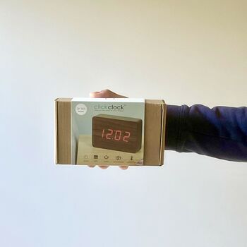 Brick Walnut Click Clock Red LED, 3 of 5