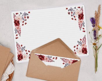 A4 Landscape Letter Writing Paper With Red And Pink Flower Design, 4 of 4