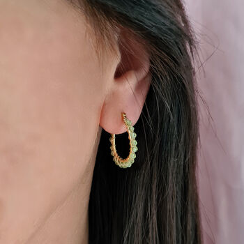 Peridot And Gold Wire Wrapped Hoop Earrings, 6 of 6