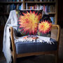 Orange Dahlia Velvet Cushion, thumbnail 4 of 5