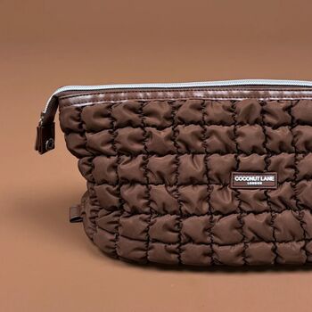 Expandable Makeup Bag Quilted Chocolate, 3 of 5