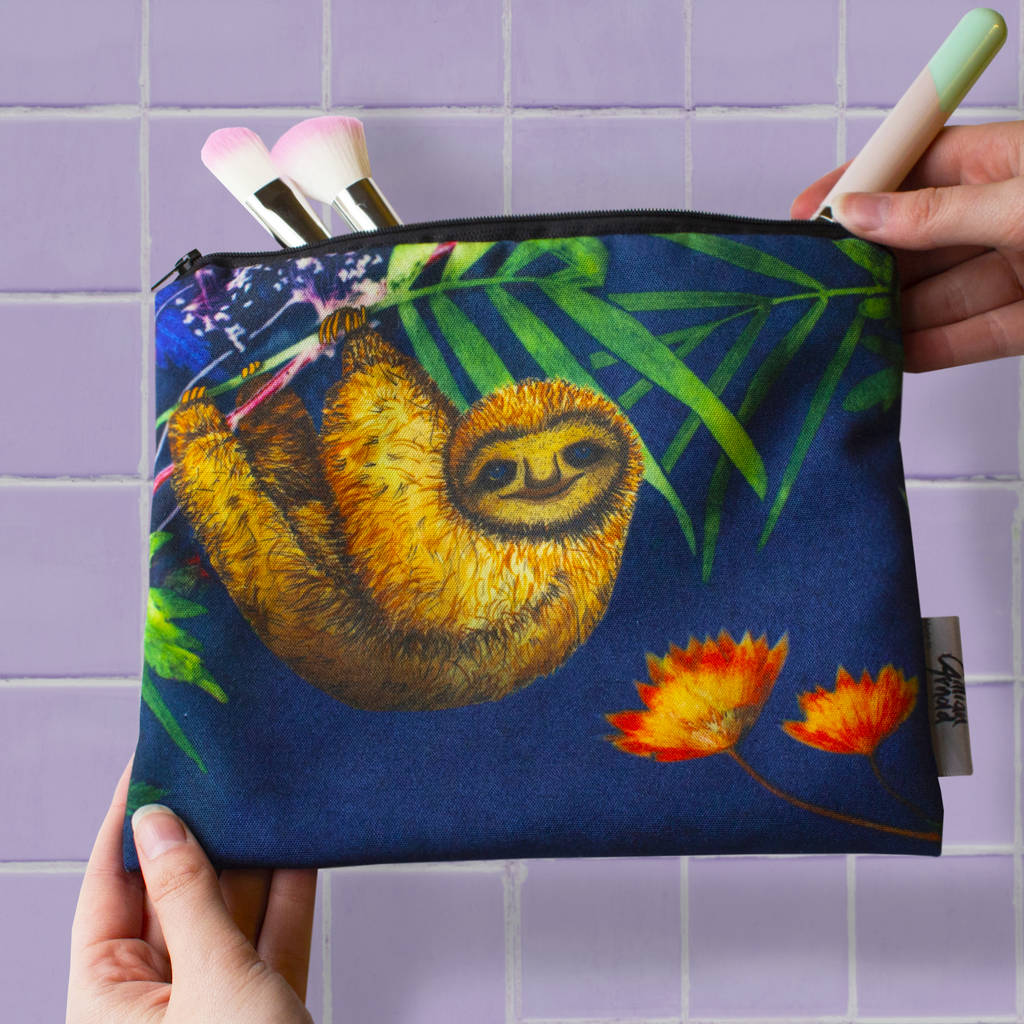 Personalised Cute Tropical Sloth Wash Bag Accessory, 1 of 3